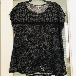 Dana Buchman SS top black white XL